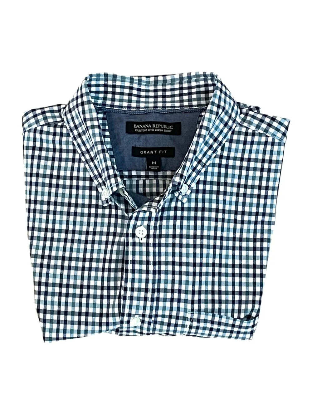 Banana Republic Men's MED Grant Gingham Button Down Shirt